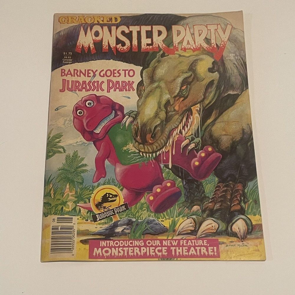 CRACKED MONSTER PARTY‎ # 21 MAGAZINE 1993 BARNEY GOES TO JURASSIC PARK